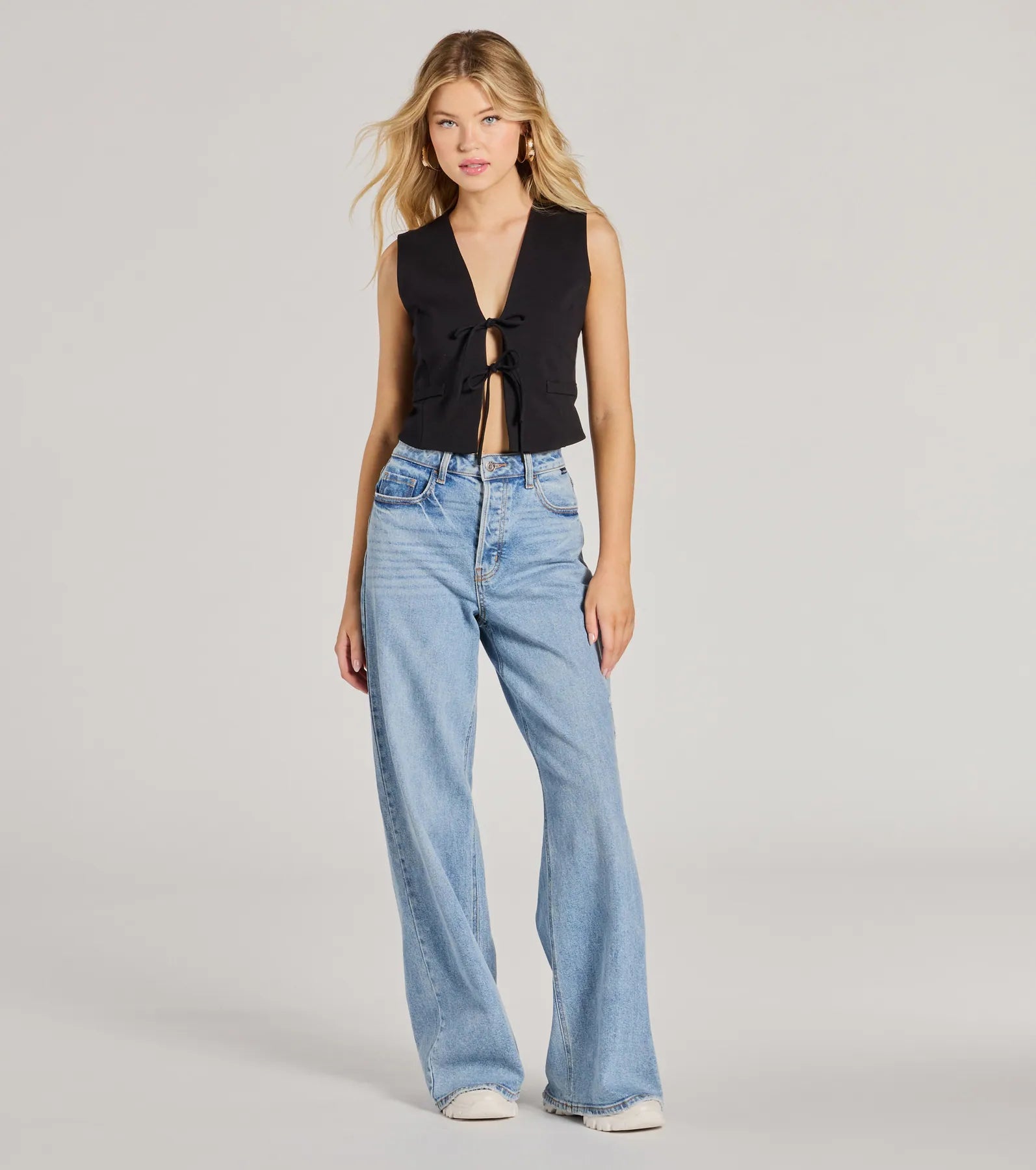 Adorable Entrance Tie-Front Ponte Vest - Image 4