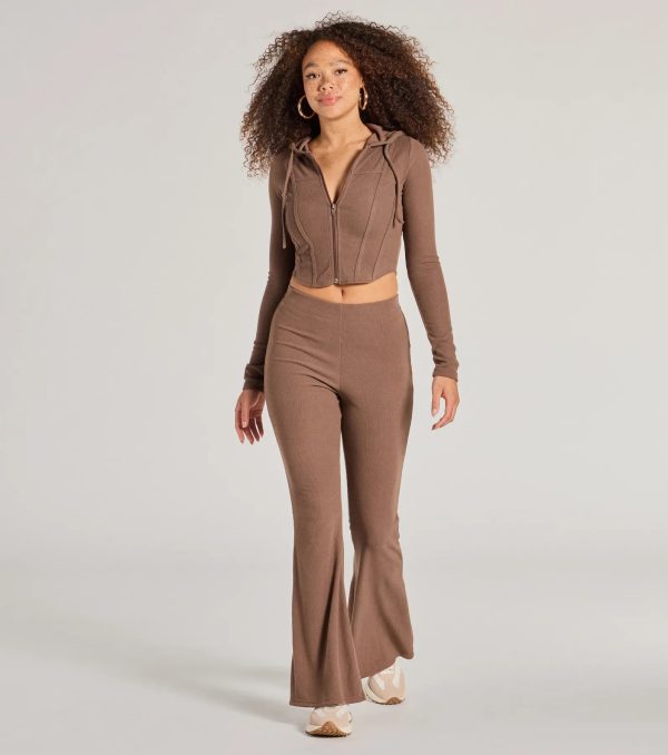 Feelin' Comfy Ribbed Knit Fitted Hoodie - Image 4