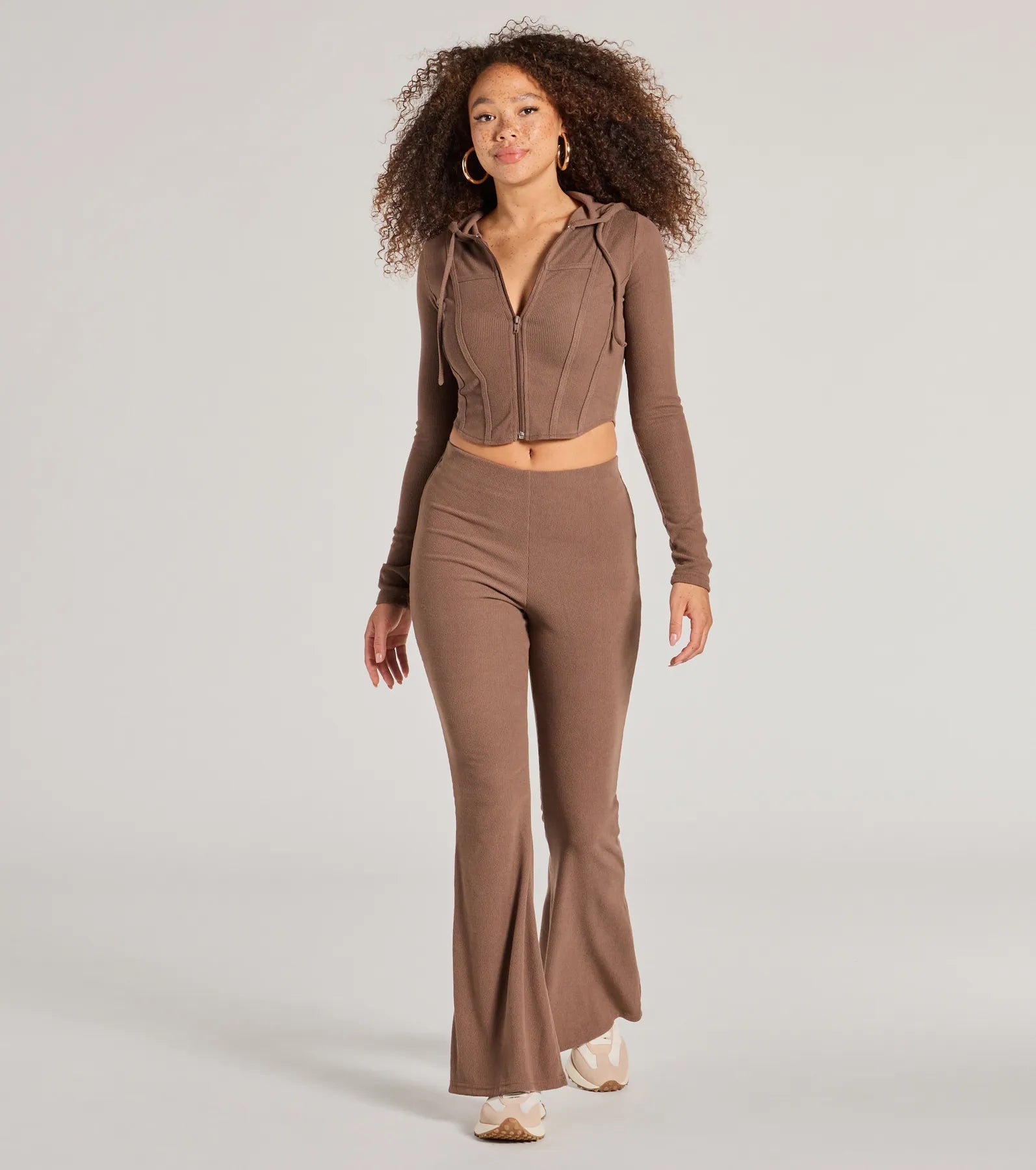 Feelin' Comfy Ribbed Knit Fitted Hoodie - Image 4