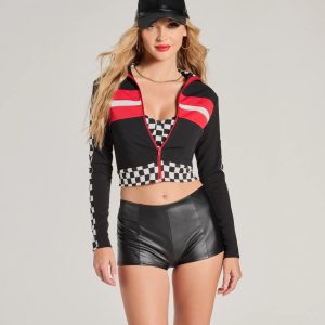 Checkered Champion Long Sleeve Cropped Jacket