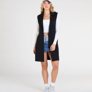 City Sleek Tie-Waist Longline Ponte Vest