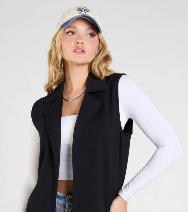 City Sleek Tie-Waist Longline Ponte Vest - Image 3