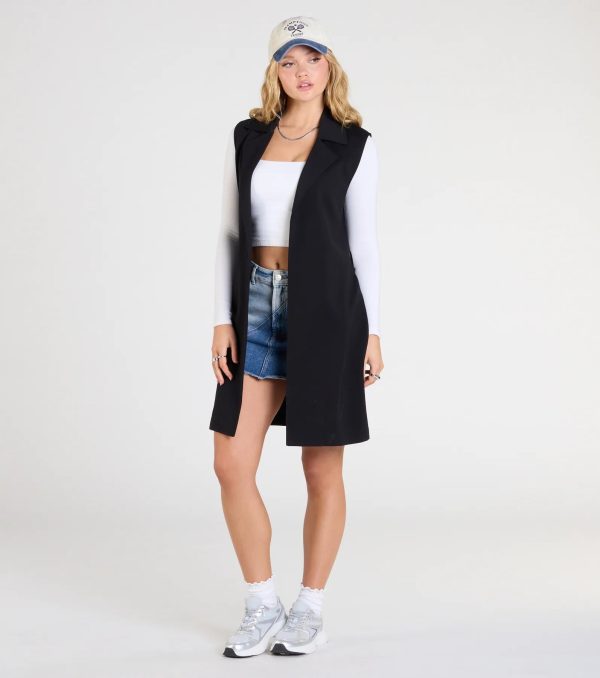 City Sleek Tie-Waist Longline Ponte Vest - Image 4