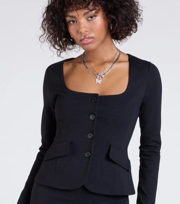 Polished Icon Square Neck Ponte Blazer - Image 4