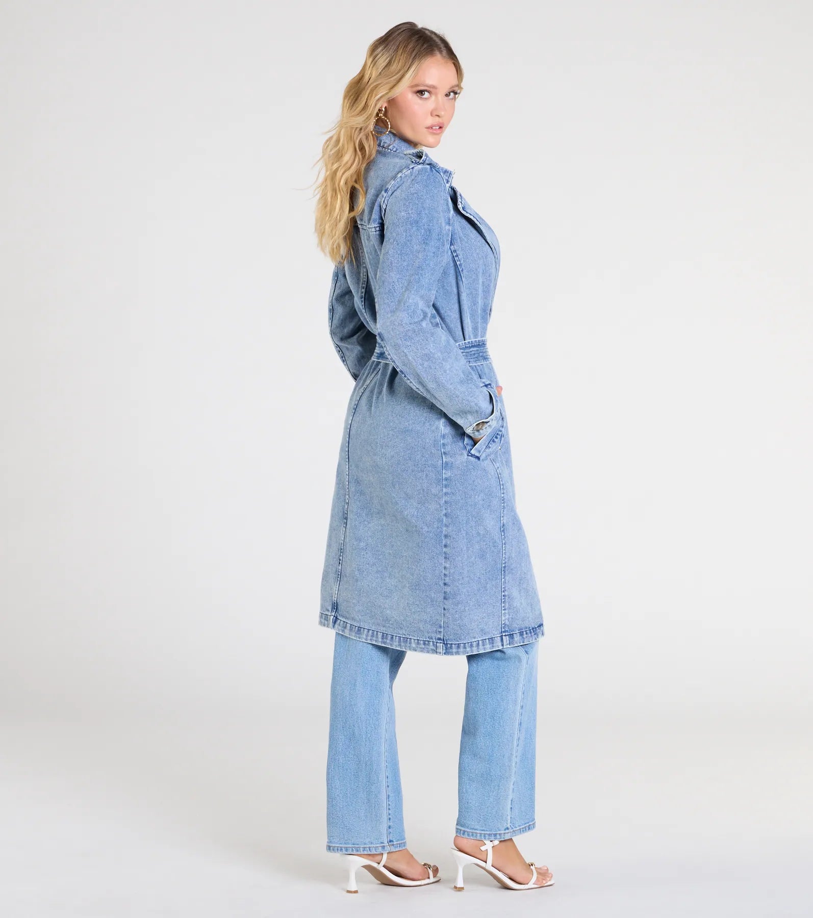 In The Stylish Trench Denim Coat - Image 2