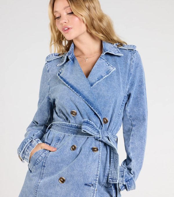 In The Stylish Trench Denim Coat - Image 4