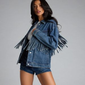 Fringe Benefits Oversized Denim Jacket