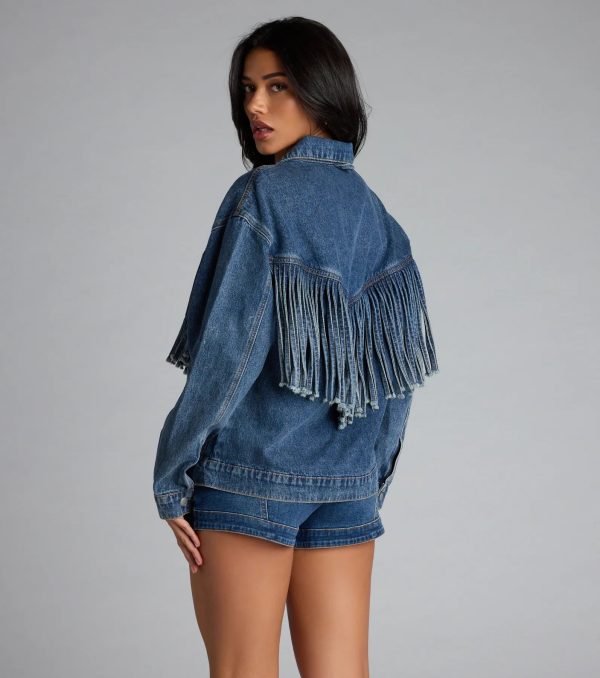 Fringe Benefits Oversized Denim Jacket - Image 2