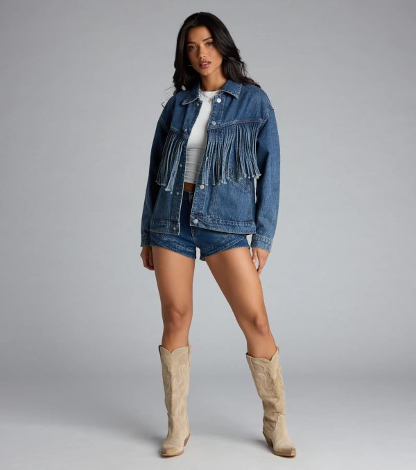 Fringe Benefits Oversized Denim Jacket - Image 3