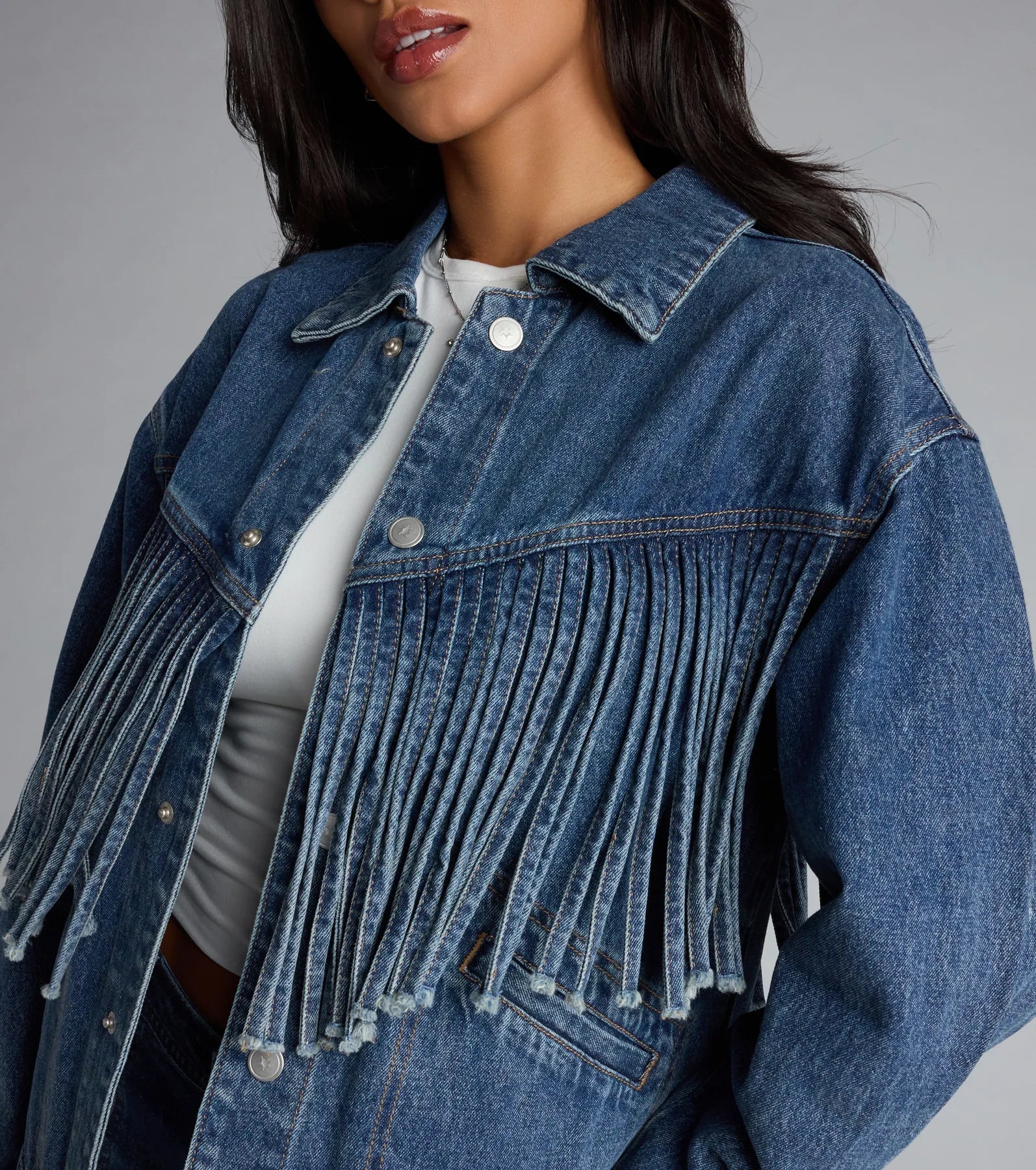 Fringe Benefits Oversized Denim Jacket - Image 4