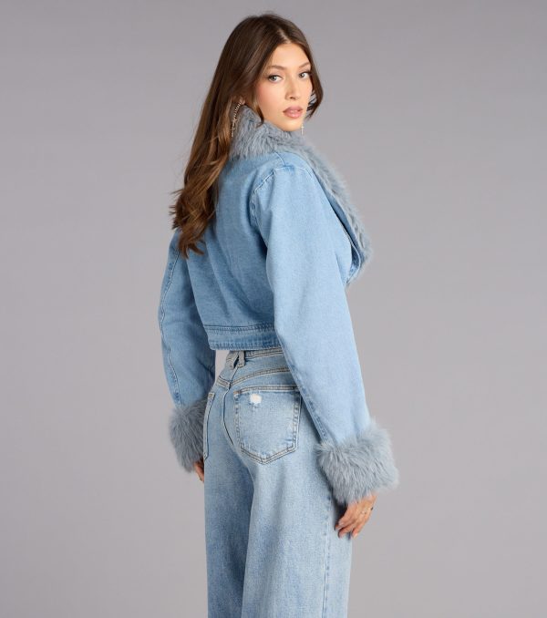 Ice Queen Removable Faux Fur Denim Jacket - Image 3