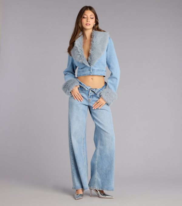 Ice Queen Removable Faux Fur Denim Jacket - Image 4