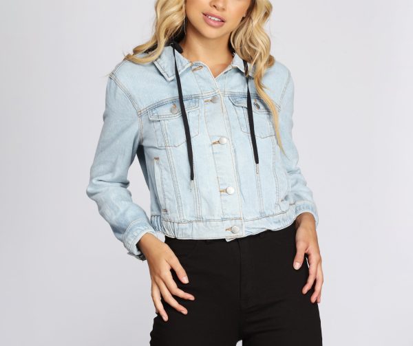 Casually Covered Denim Hoodie Jacket - Image 3