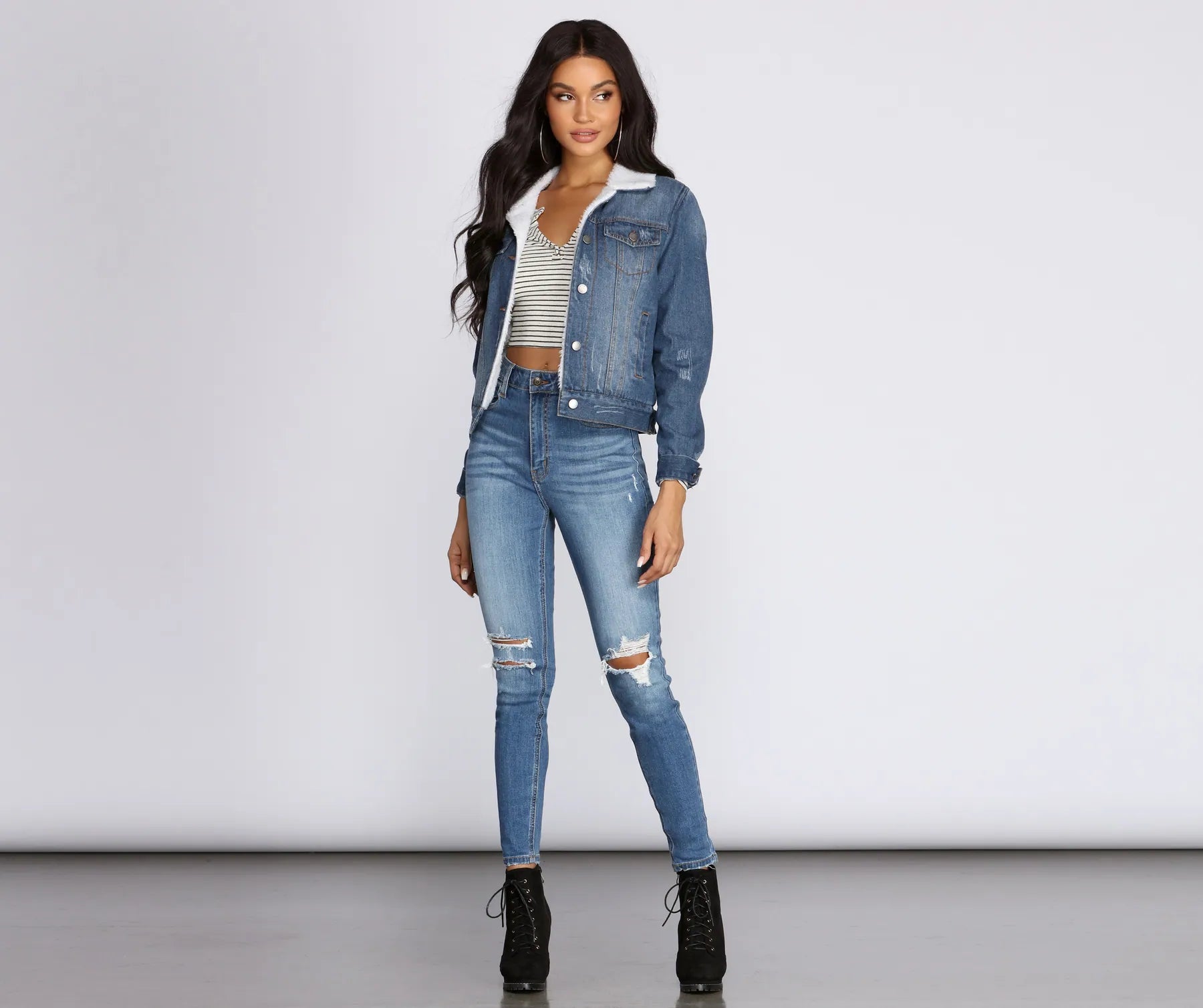 Fleece On Fleek Denim Jacket - Image 2
