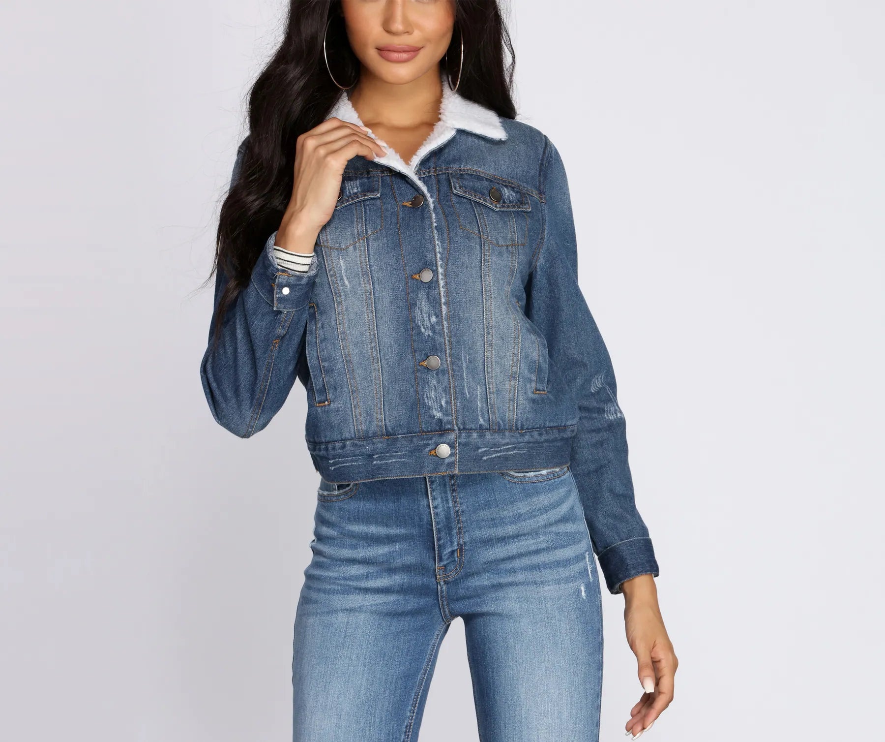 Fleece On Fleek Denim Jacket - Image 3