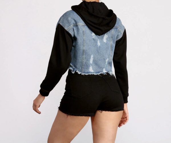 On The Road Denim Cropped Hoodie - Image 2