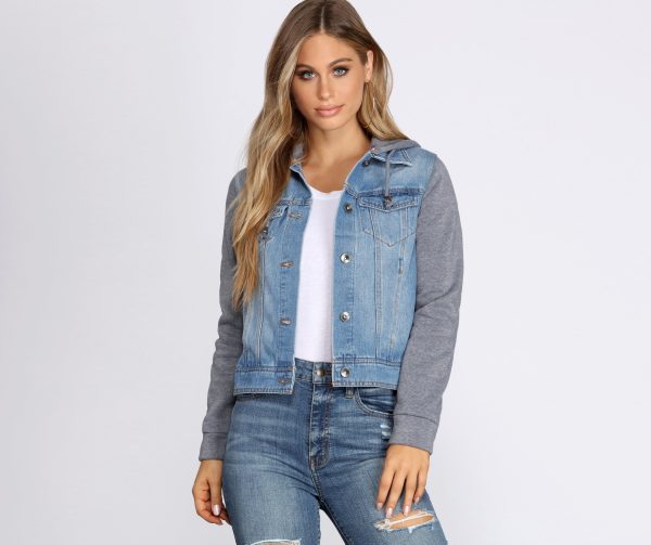 Casual And Classic Denim Hoodie Jacket