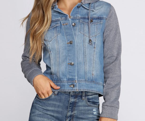 Casual And Classic Denim Hoodie Jacket - Image 3