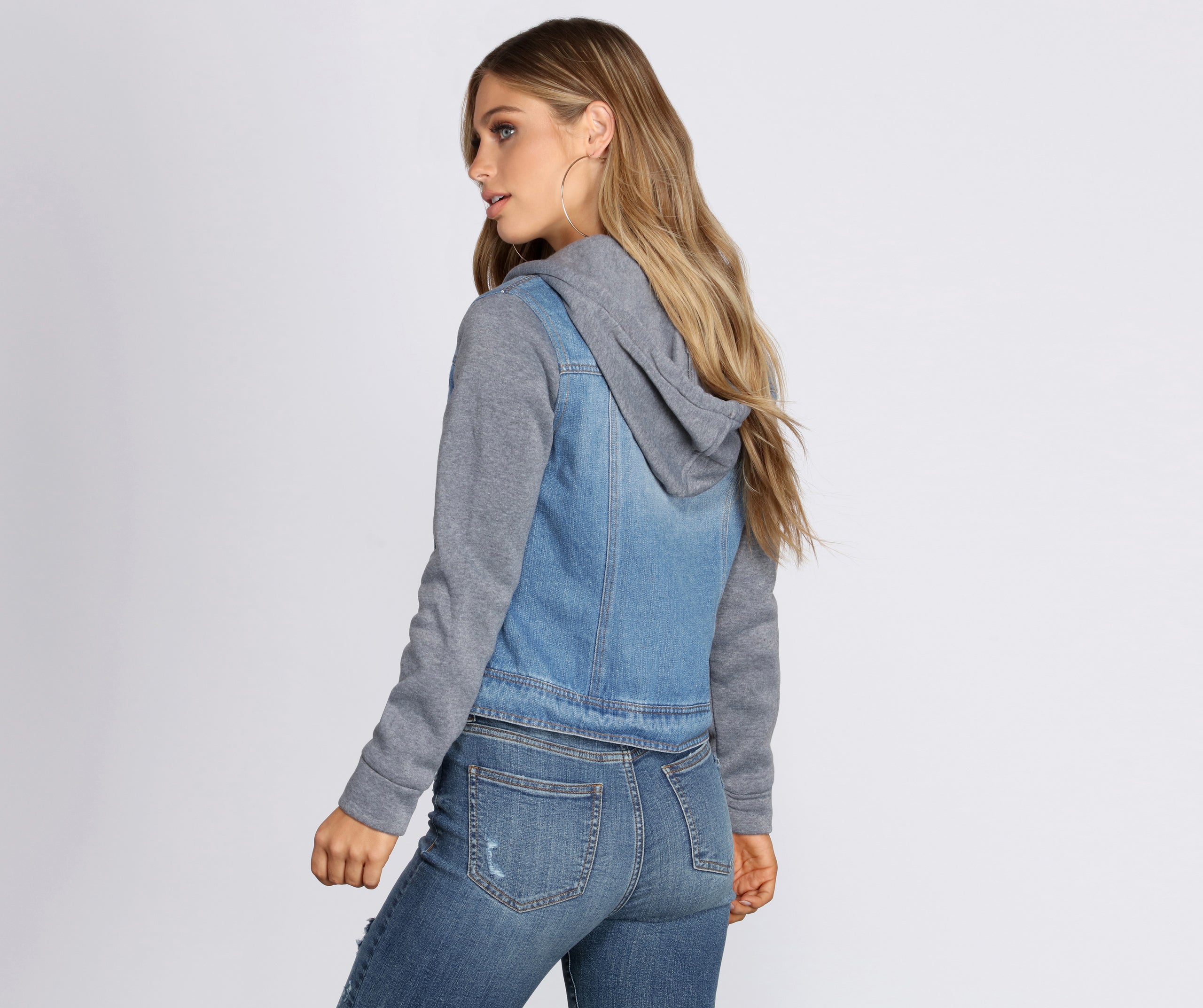 Casual And Classic Denim Hoodie Jacket - Image 2