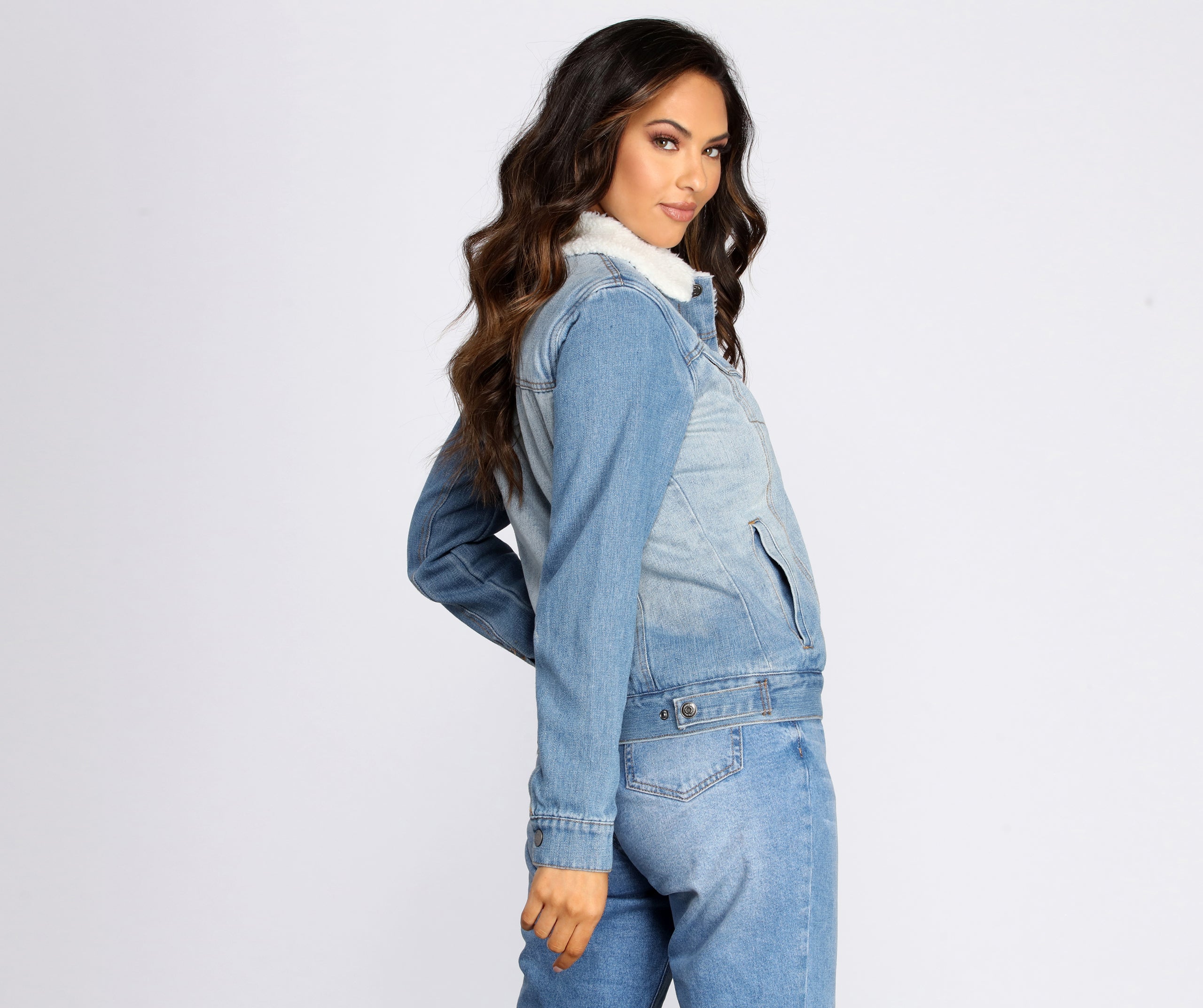 Sherpa Lined Denim Jacket - Image 2