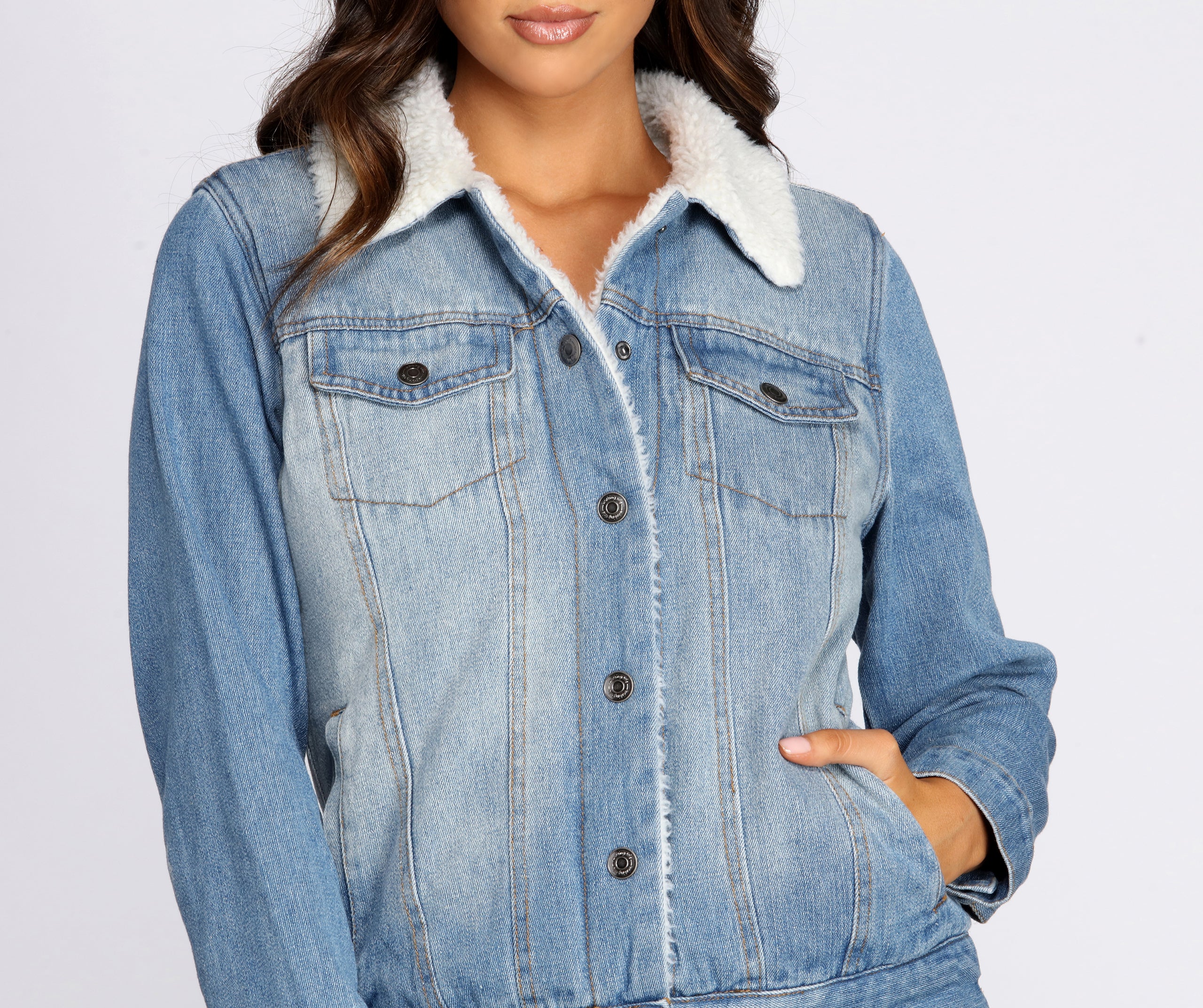 Sherpa Lined Denim Jacket - Image 3