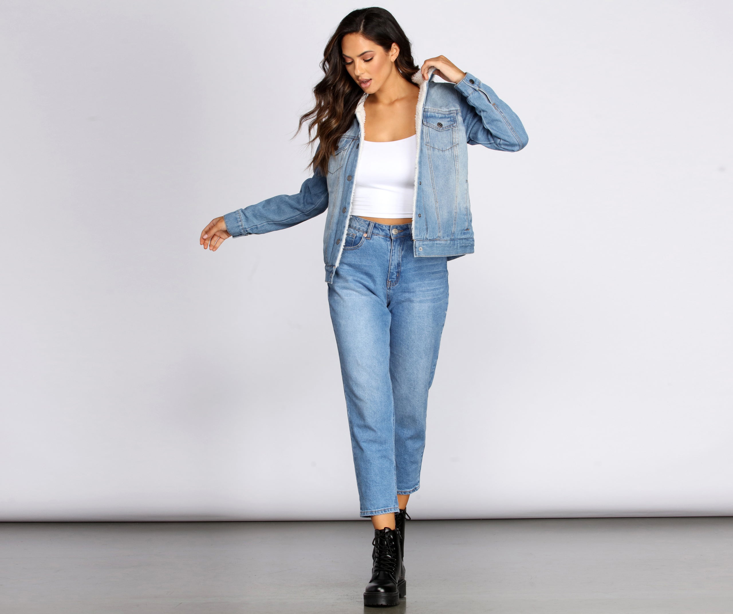 Sherpa Lined Denim Jacket - Image 4