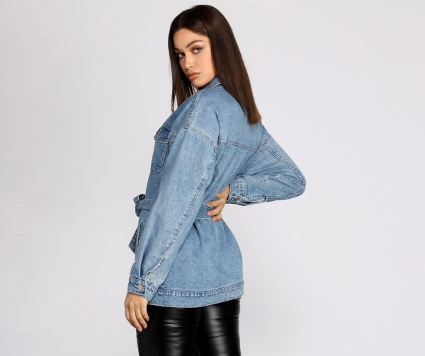 Classic Belted Denim Jacket - Image 2