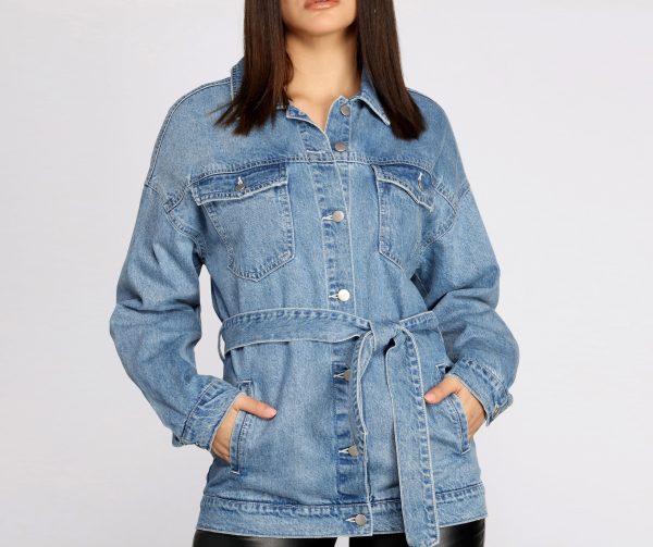 Classic Belted Denim Jacket - Image 3