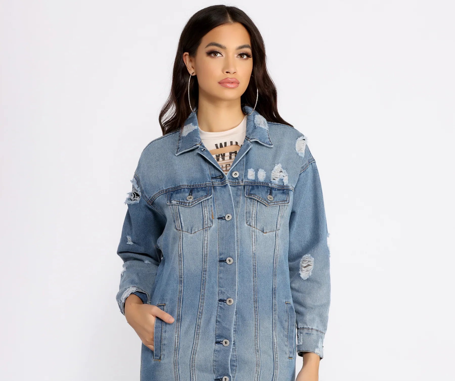 Total Babe Status Long Denim Jacket - Image 3