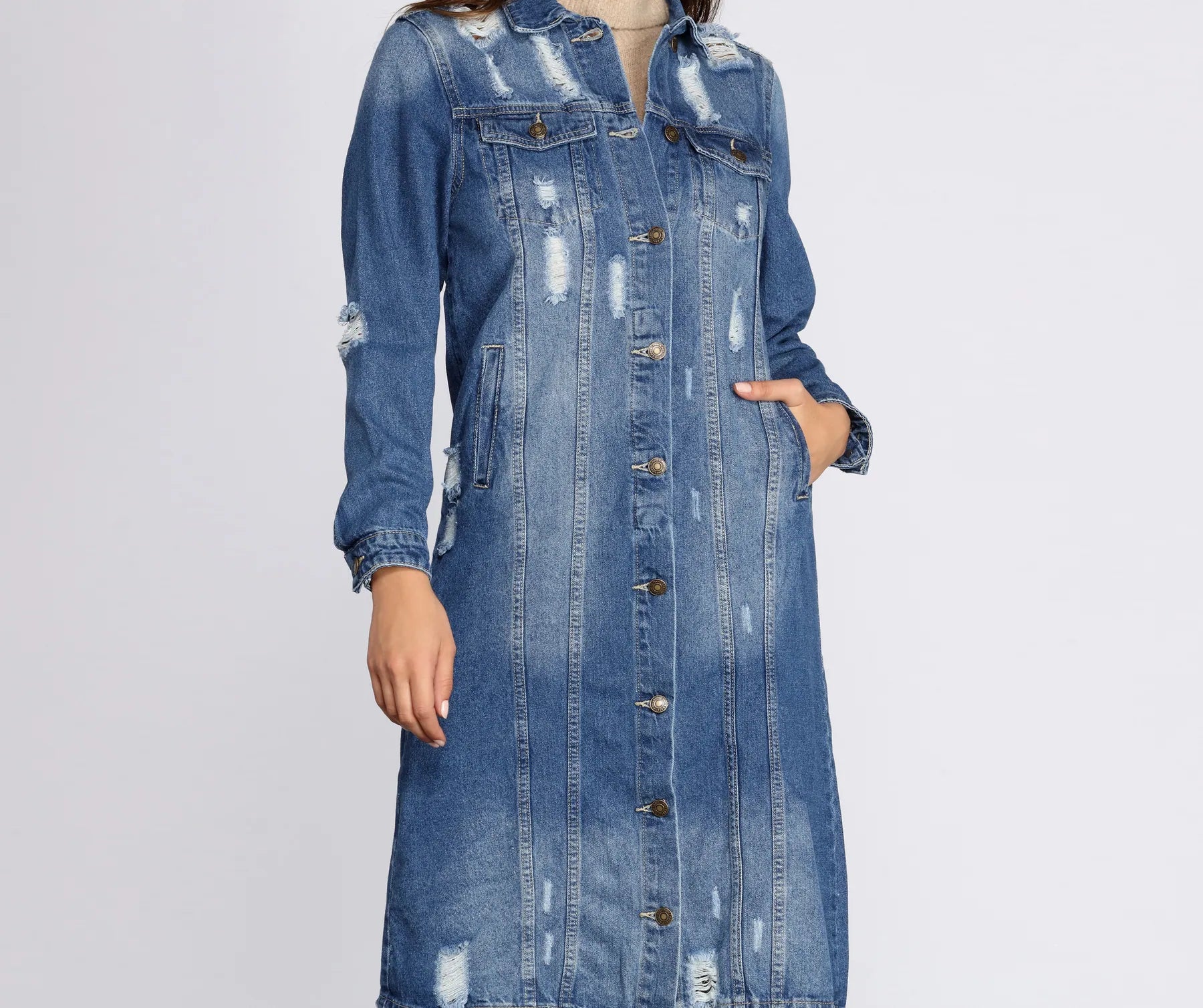 Denim For Days Long Jacket - Image 7