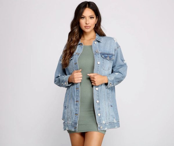 So Chic Long Denim Jacket - Image 3