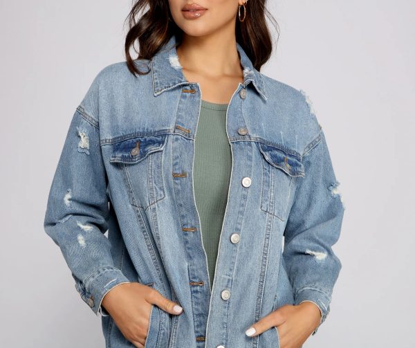 So Chic Long Denim Jacket - Image 4