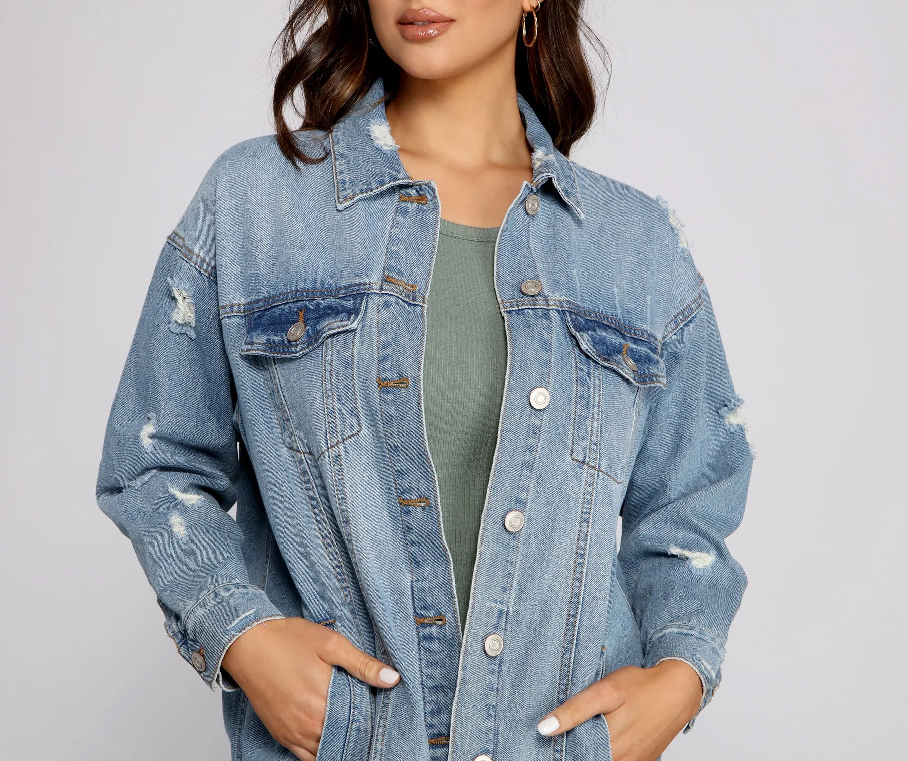 So Chic Long Denim Jacket - Image 4