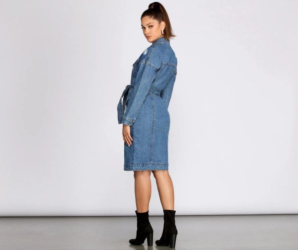 Be That Babe Belted Long Denim Jacket - Image 2