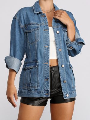 Oversized Belted Denim Jacket