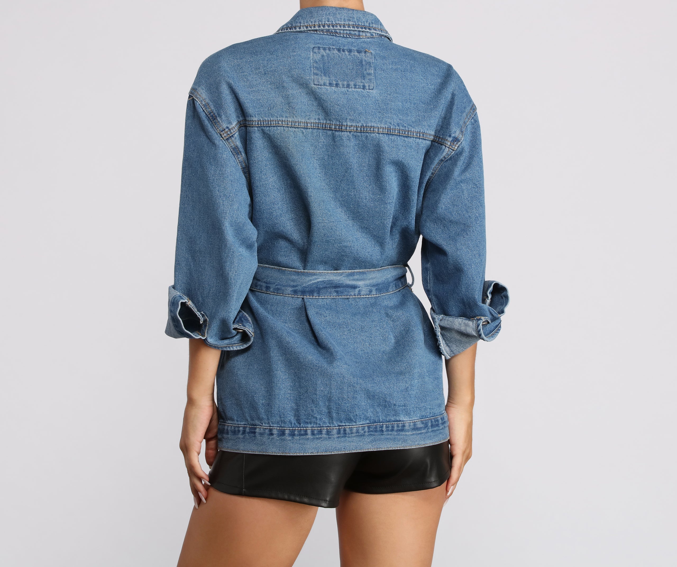 Oversized Belted Denim Jacket - Image 2