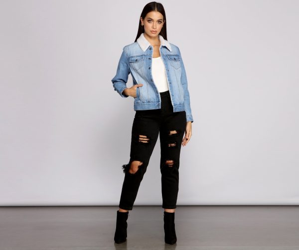 Cozy Cutie Sherpa Knit Denim Jacket - Image 4