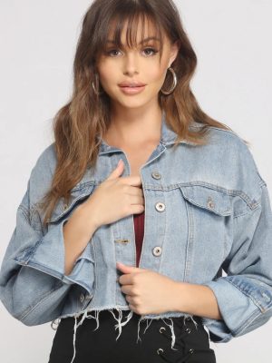 Fave Frayed Cropped Denim Jacket