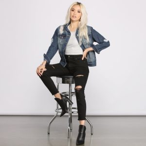 Destructed Boyfriend Denim Jacket