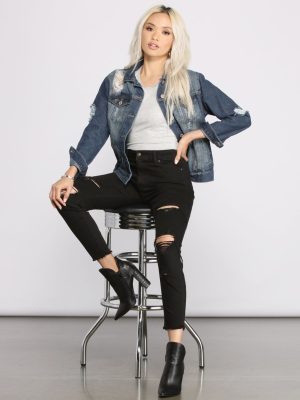 Destructed Boyfriend Denim Jacket
