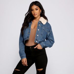 Fab N' Cozy Faux Fur Denim Jacket