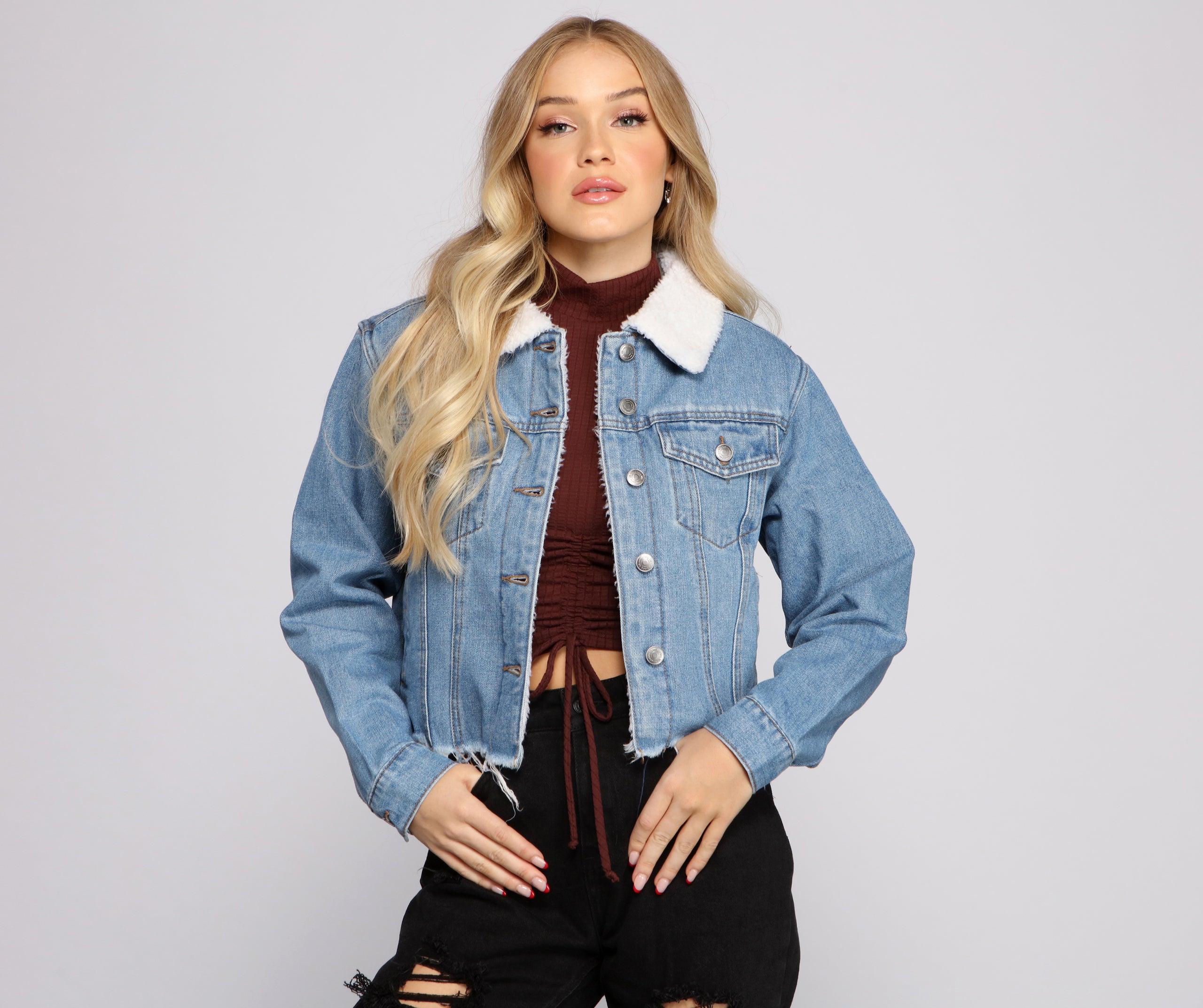 All the Feels Sherpa Lined Denim Jacket - Image 2