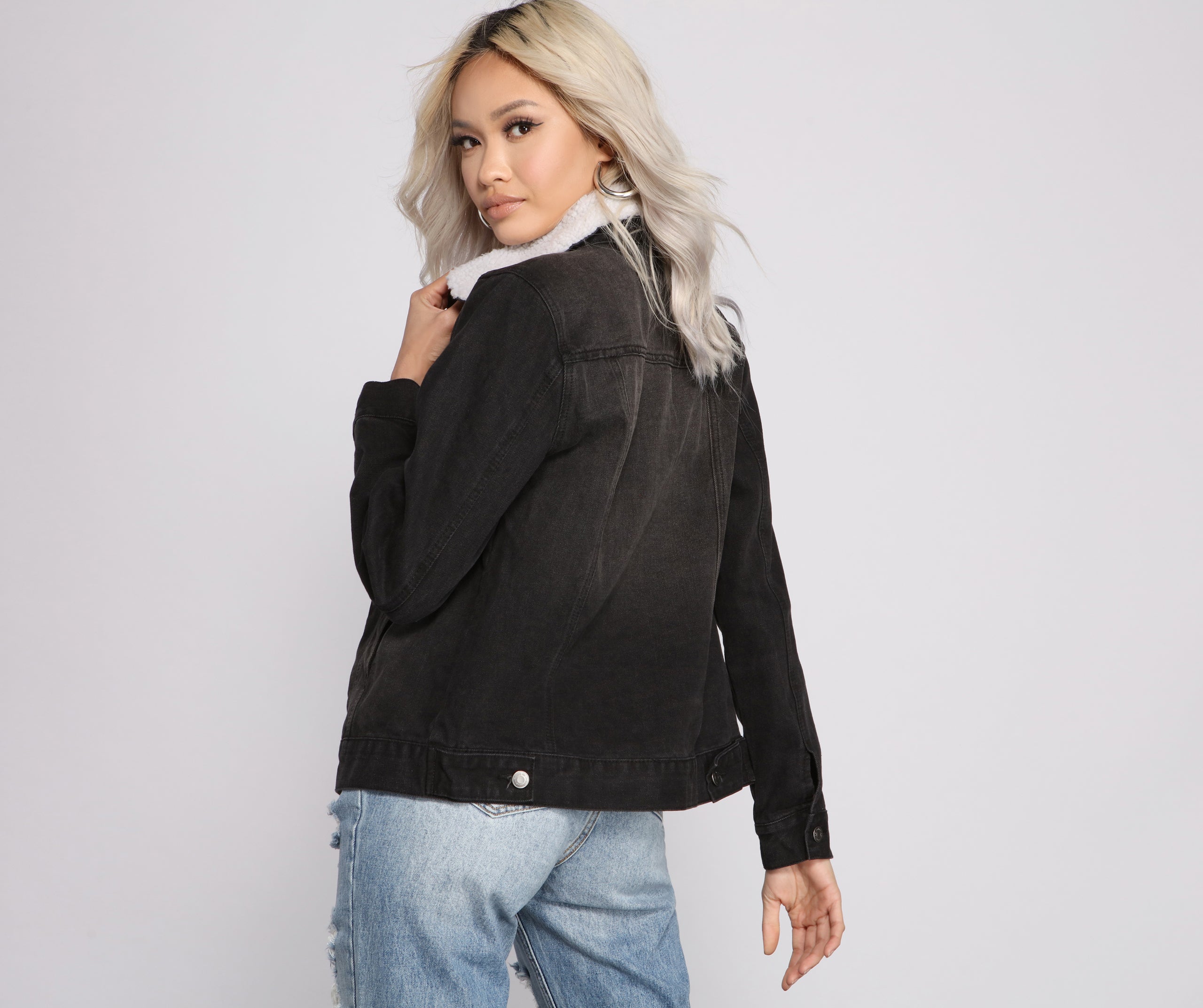 Cozy And Casual Sherpa Denim Jacket - Image 2