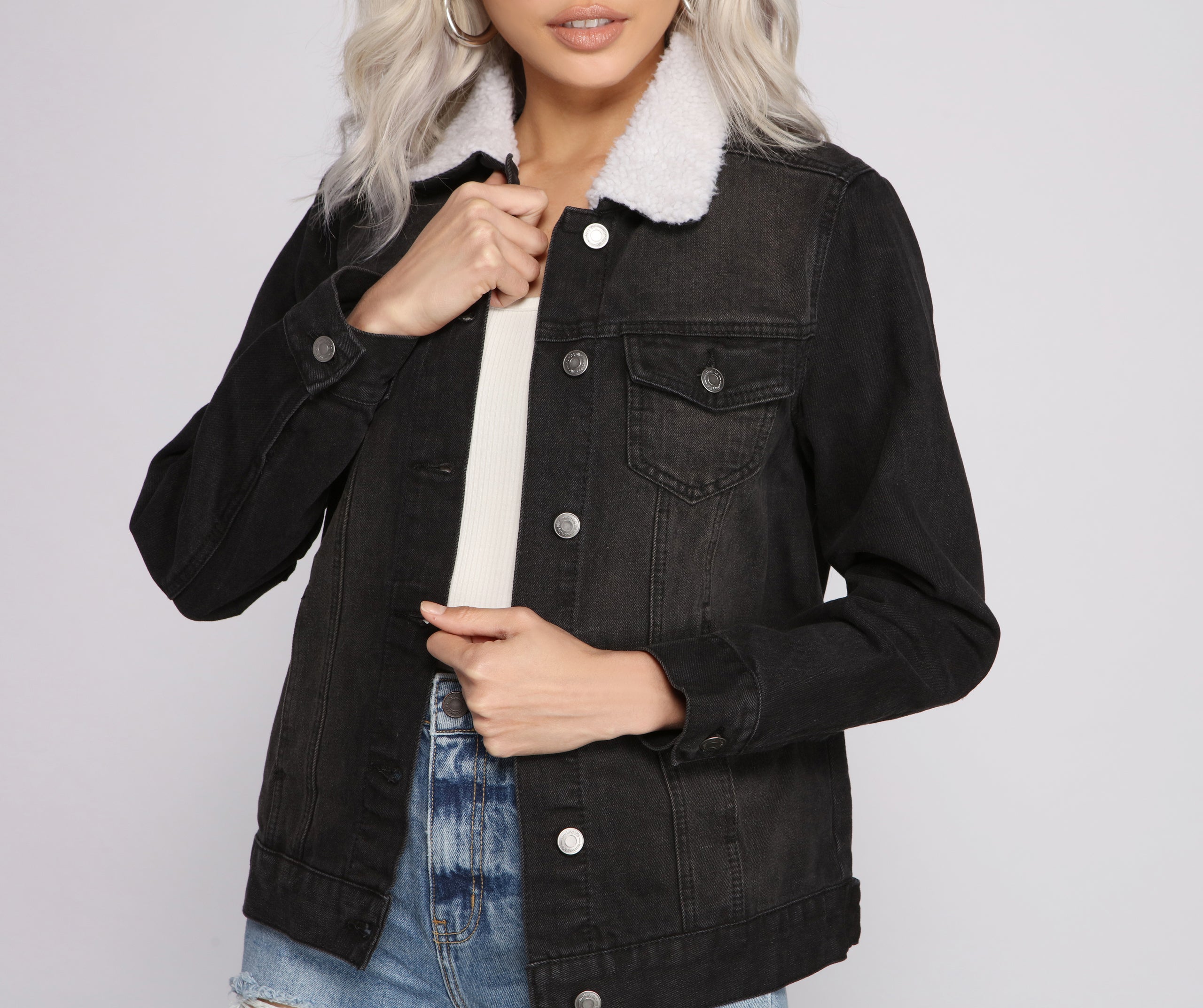 Cozy And Casual Sherpa Denim Jacket - Image 3