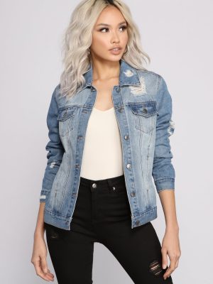 Distressed Details Denim Jacket