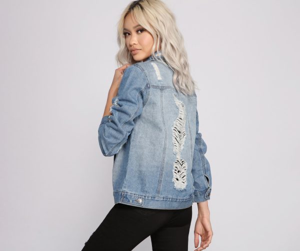 Distressed Details Denim Jacket - Image 2