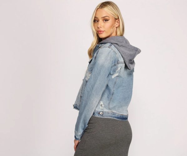 Cute And Casual Hooded Denim Jacket - Image 2