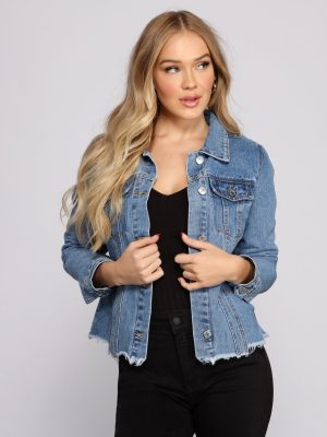 Fashionably Frayed Denim Jacket