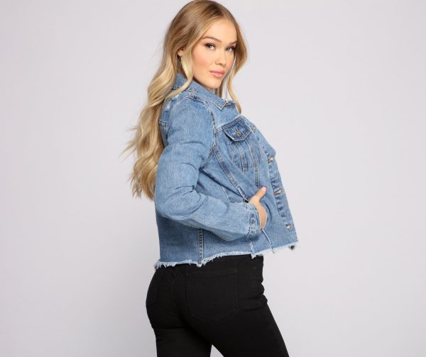 Fashionably Frayed Denim Jacket - Image 2