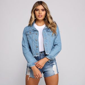 Fab And Frayed Cropped Denim Jacket